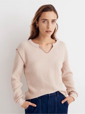Madewell Waffle Split-Neck Crop Tee